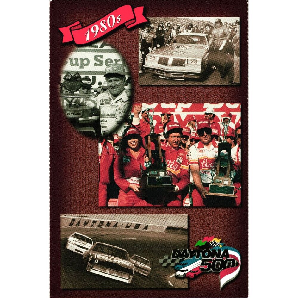 Daytona 500 1980s Historic Postcard Featuring Iconic Racing Moments Collectible